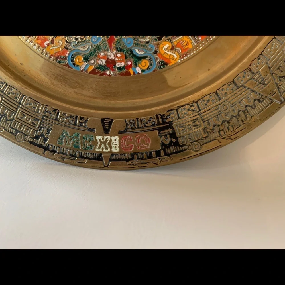 Intricate Gold and Multicolor Wall Decor Plate